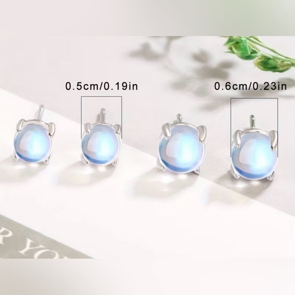 Minimalist Moonstone Earrings - Picture 4 of 4